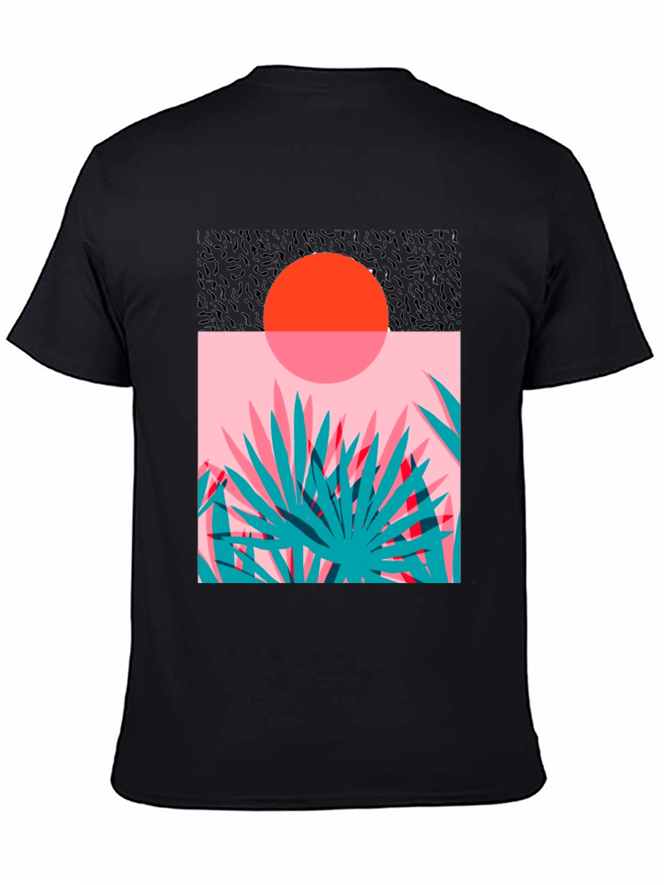 Retro Sunset Palm T-Shirt - Black