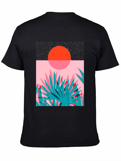 Retro Sunset Palm T-Shirt - Black
