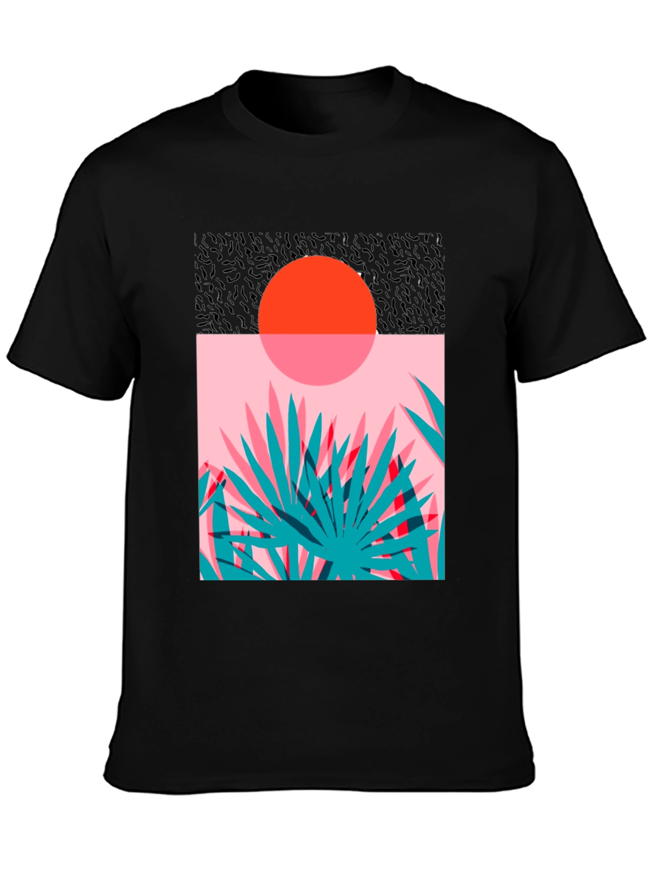 Retro Sunset Palm T-Shirt - Black