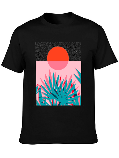 Retro Sunset Palm T-Shirt - Black