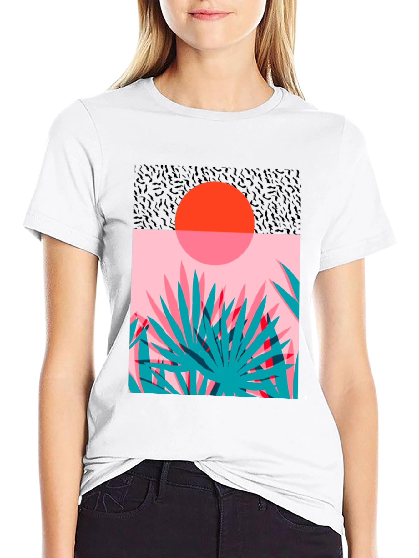 Retro Sunset Palm T-Shirt - Black