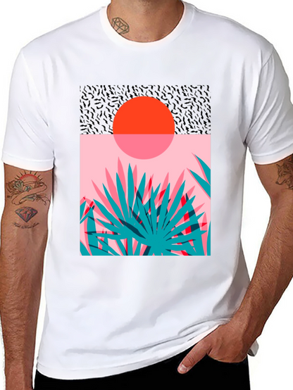 Retro Sunset Palm T-Shirt - Black