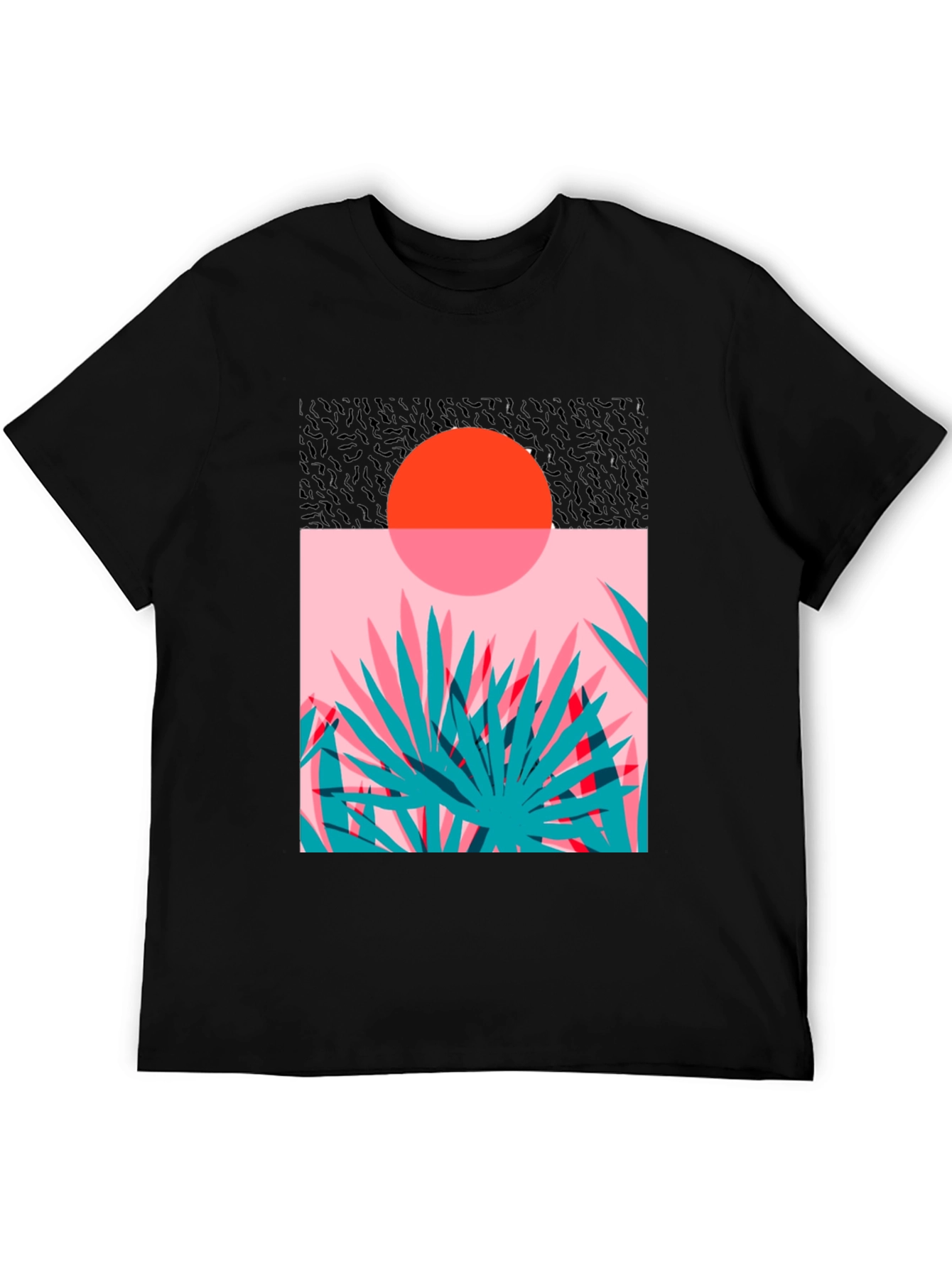 Retro Sunset Palm T-Shirt - Black