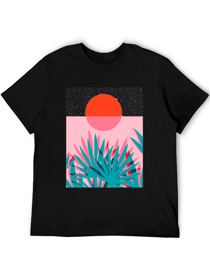 Retro Sunset Palm T-Shirt - Black