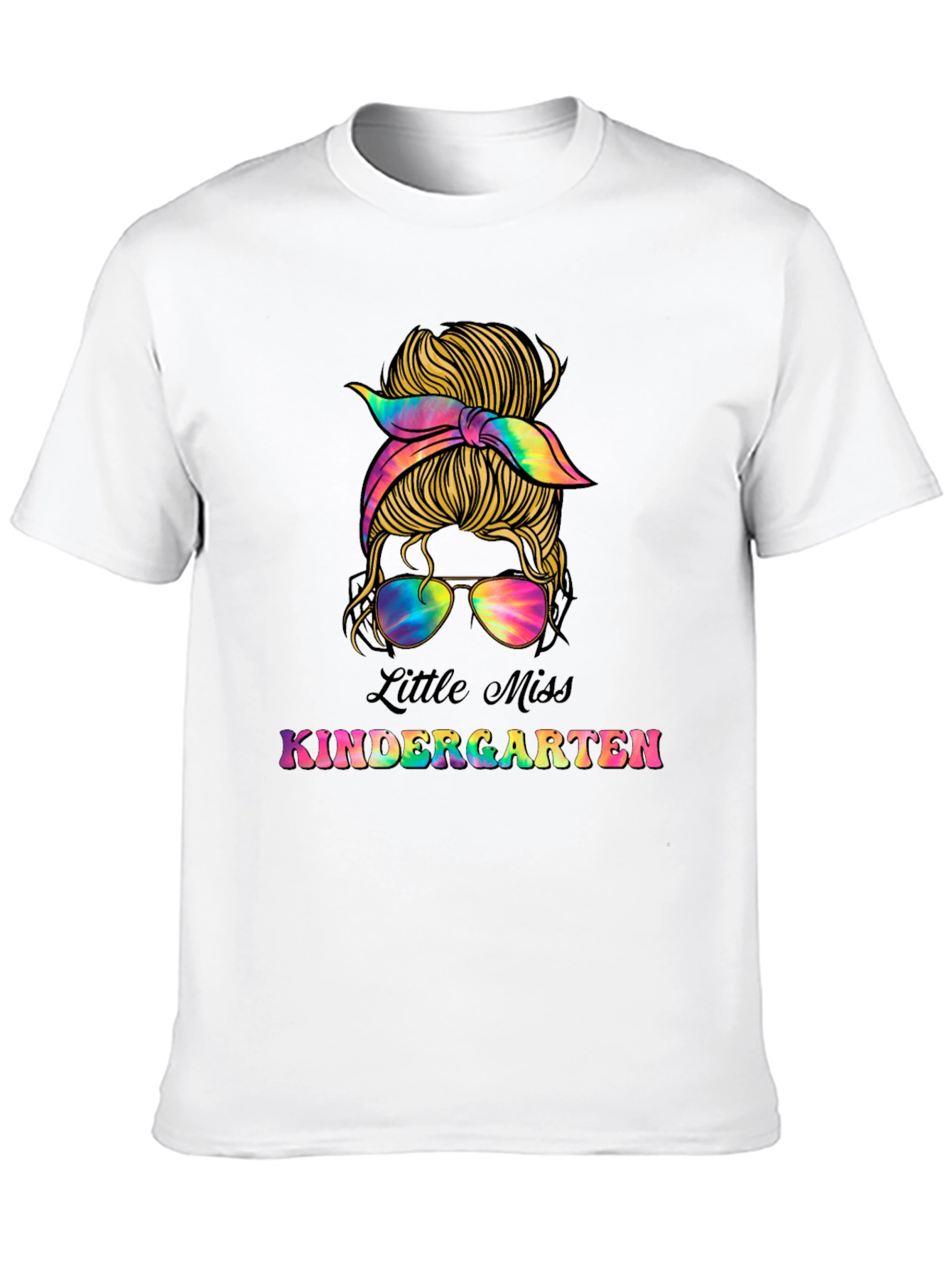 Little Miss Kindergarten Messy Bun T-Shirt