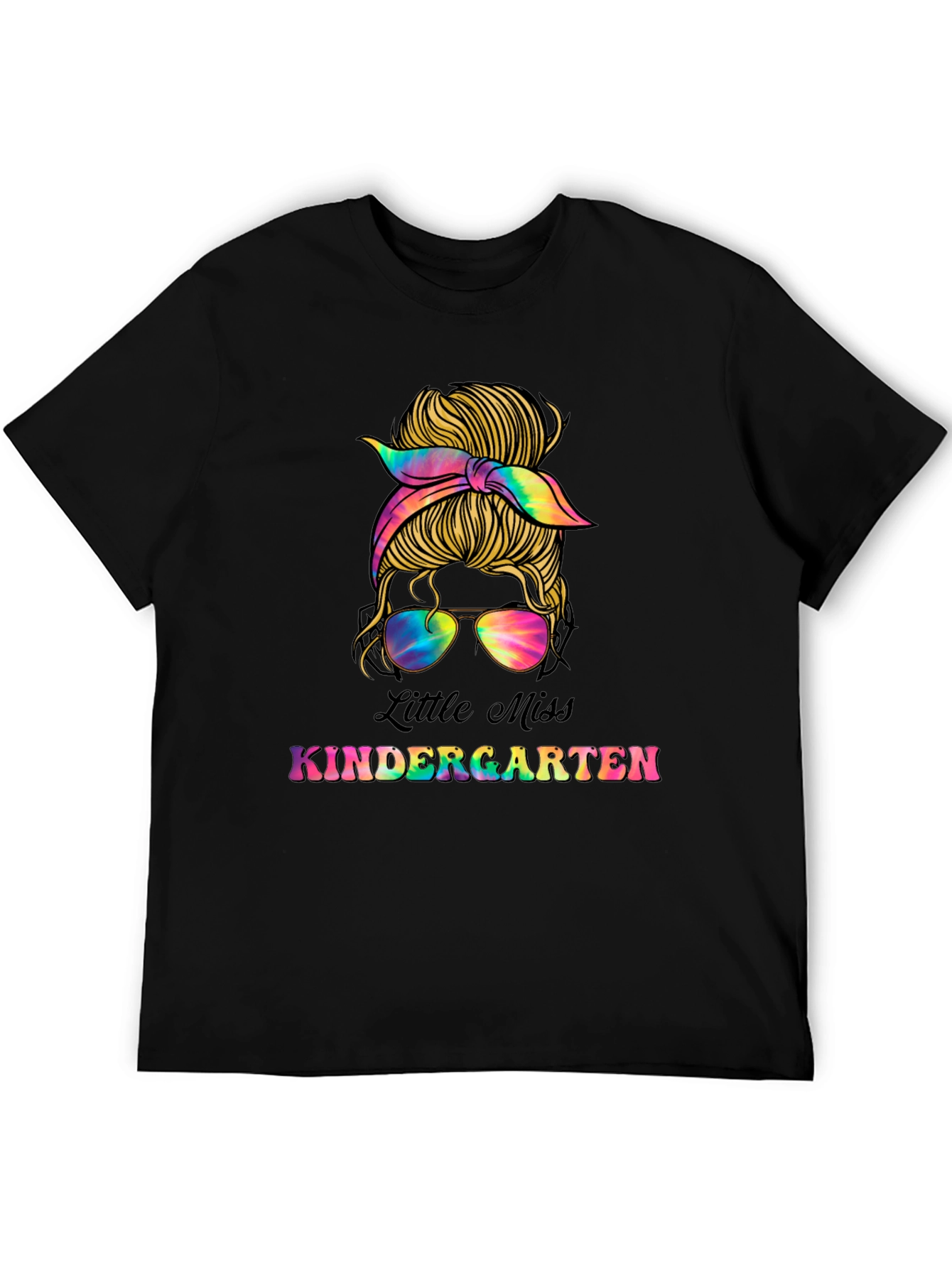 Little Miss Kindergarten Messy Bun T-Shirt