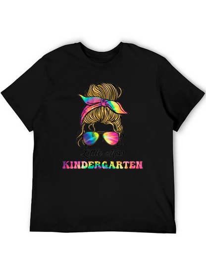 Little Miss Kindergarten Messy Bun T-Shirt