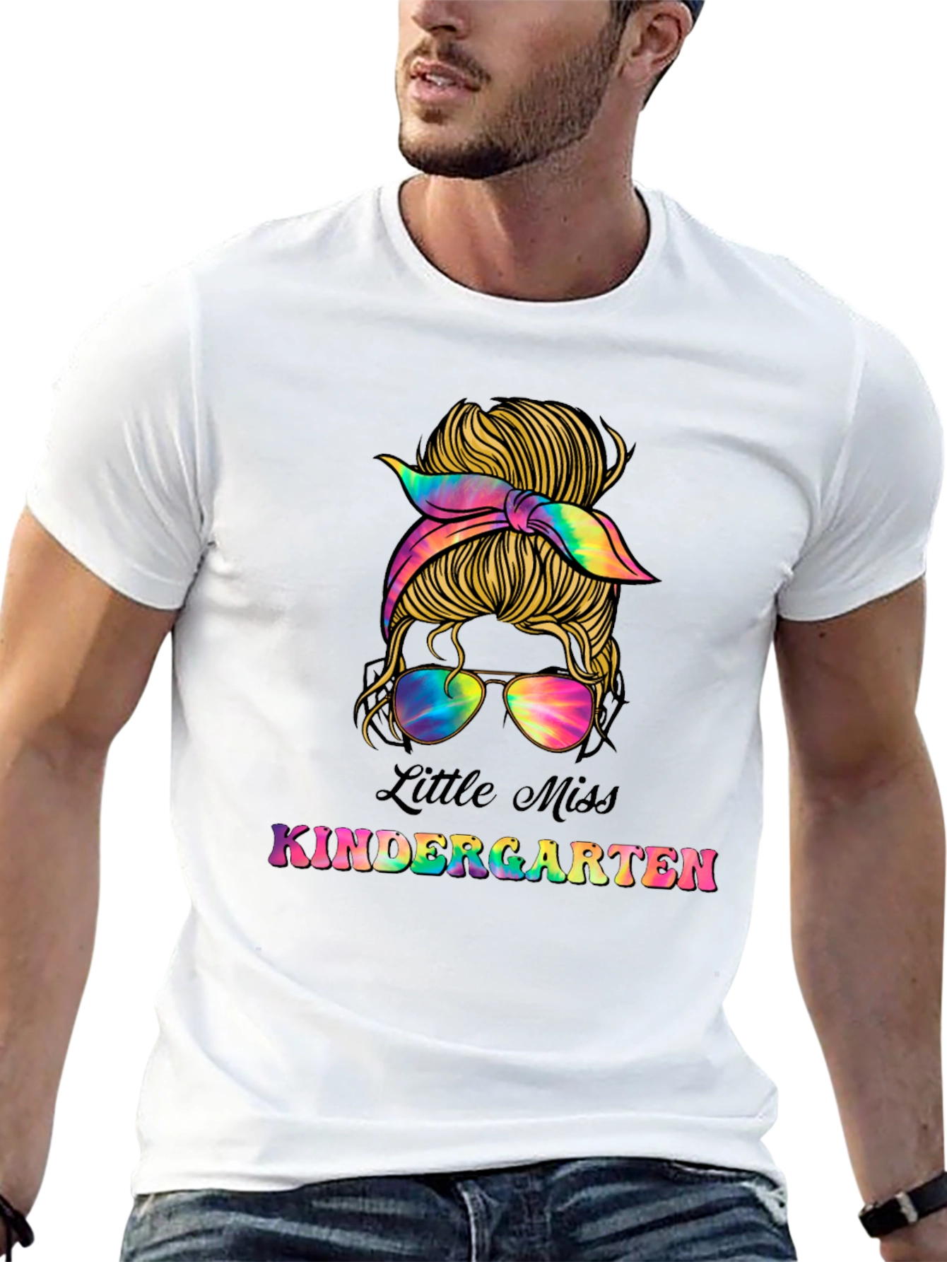 Little Miss Kindergarten Messy Bun T-Shirt