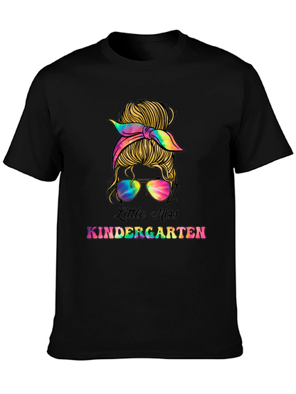 Little Miss Kindergarten Messy Bun T-Shirt