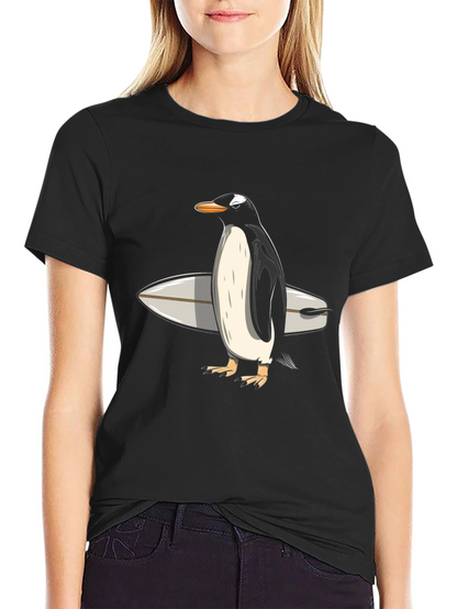 Penguin Surfer Graphic Tee - Cool Animal T-Shirt