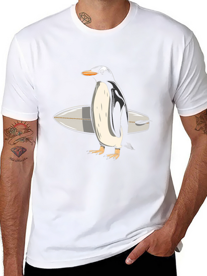 Penguin Surfer Graphic Tee - Cool Animal T-Shirt