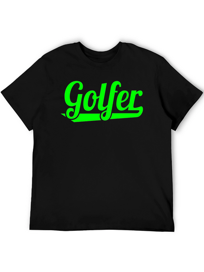 Golfer Graphic Tee - Black Cotton T-Shirt