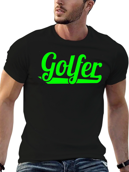 Golfer Graphic Tee - Black Cotton T-Shirt