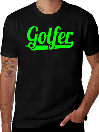 Golfer Graphic Tee - Black Cotton T-Shirt