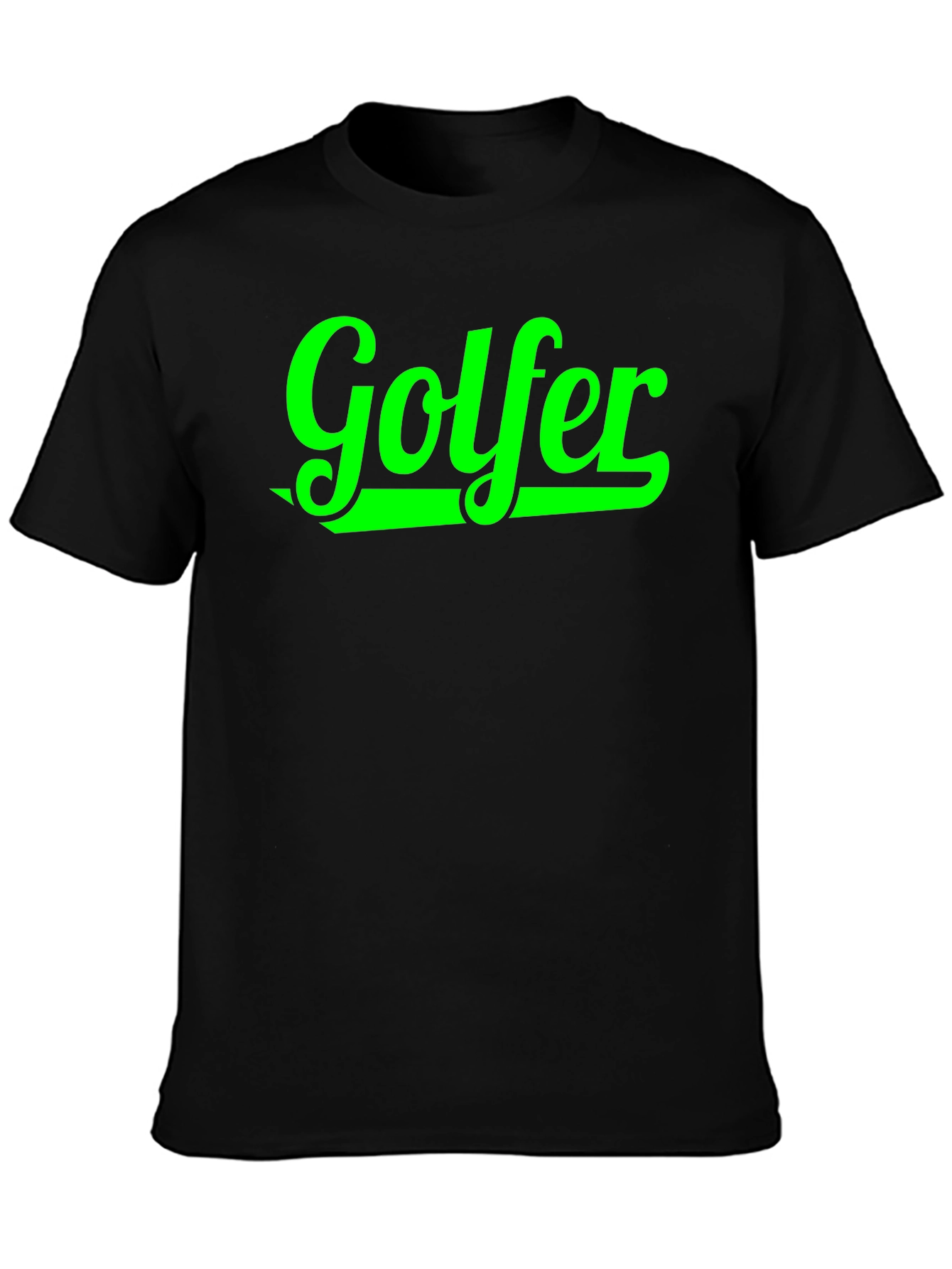 Golfer Graphic Tee - Black Cotton T-Shirt