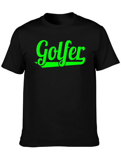 Golfer Graphic Tee - Black Cotton T-Shirt