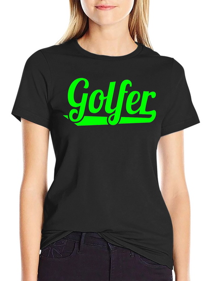 Golfer Graphic Tee - Black Cotton T-Shirt
