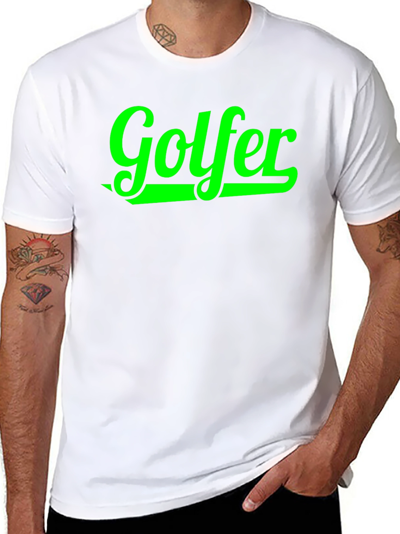 Golfer Graphic Tee - Black Cotton T-Shirt