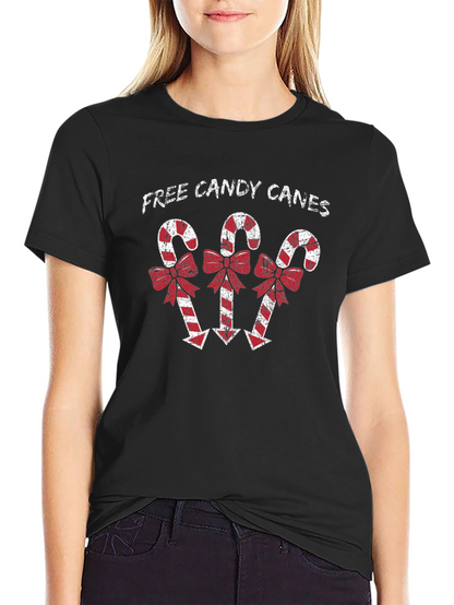 Festive Candy Cane Graphic Tee - Holiday Season