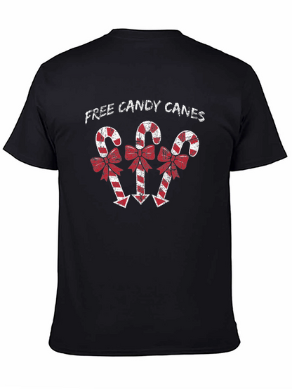 Festive Candy Cane Graphic Tee - Holiday Season