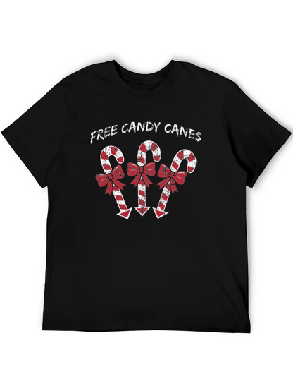 Festive Candy Cane Graphic Tee - Holiday Season