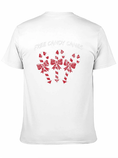 Festive Candy Cane Graphic Tee - Holiday Season