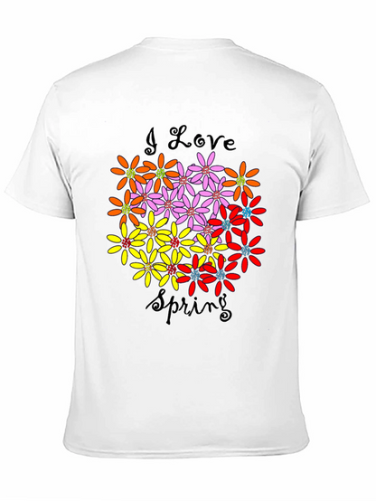 I Love Spring Floral Graphic Black T-Shirt