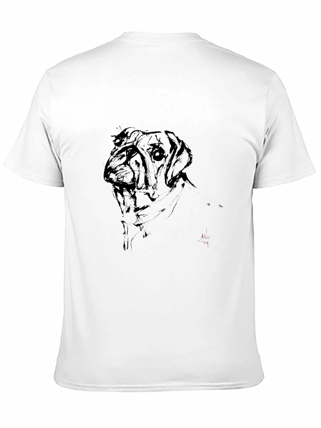 Dog Sketch Black Tee - Artistic Casual Wear