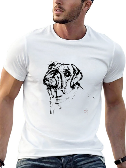 Dog Sketch Black Tee - Artistic Casual Wear