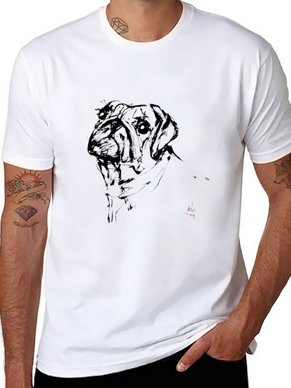 Dog Sketch Black Tee - Artistic Casual Wear