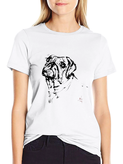 Dog Sketch Black Tee - Artistic Casual Wear