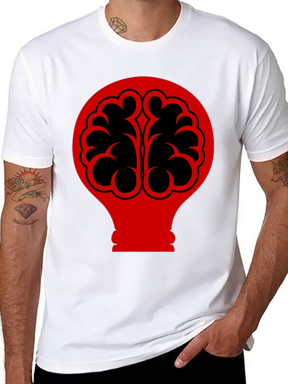 Brain Bulb Graphic Tee - Black Cotton T-Shirt