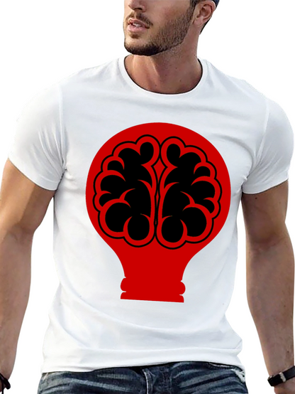 Brain Bulb Graphic Tee - Black Cotton T-Shirt