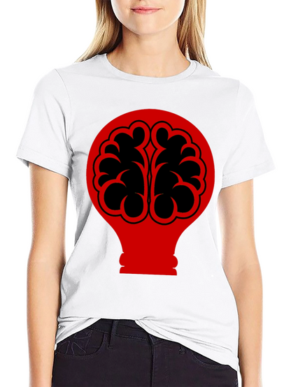 Brain Bulb Graphic Tee - Black Cotton T-Shirt