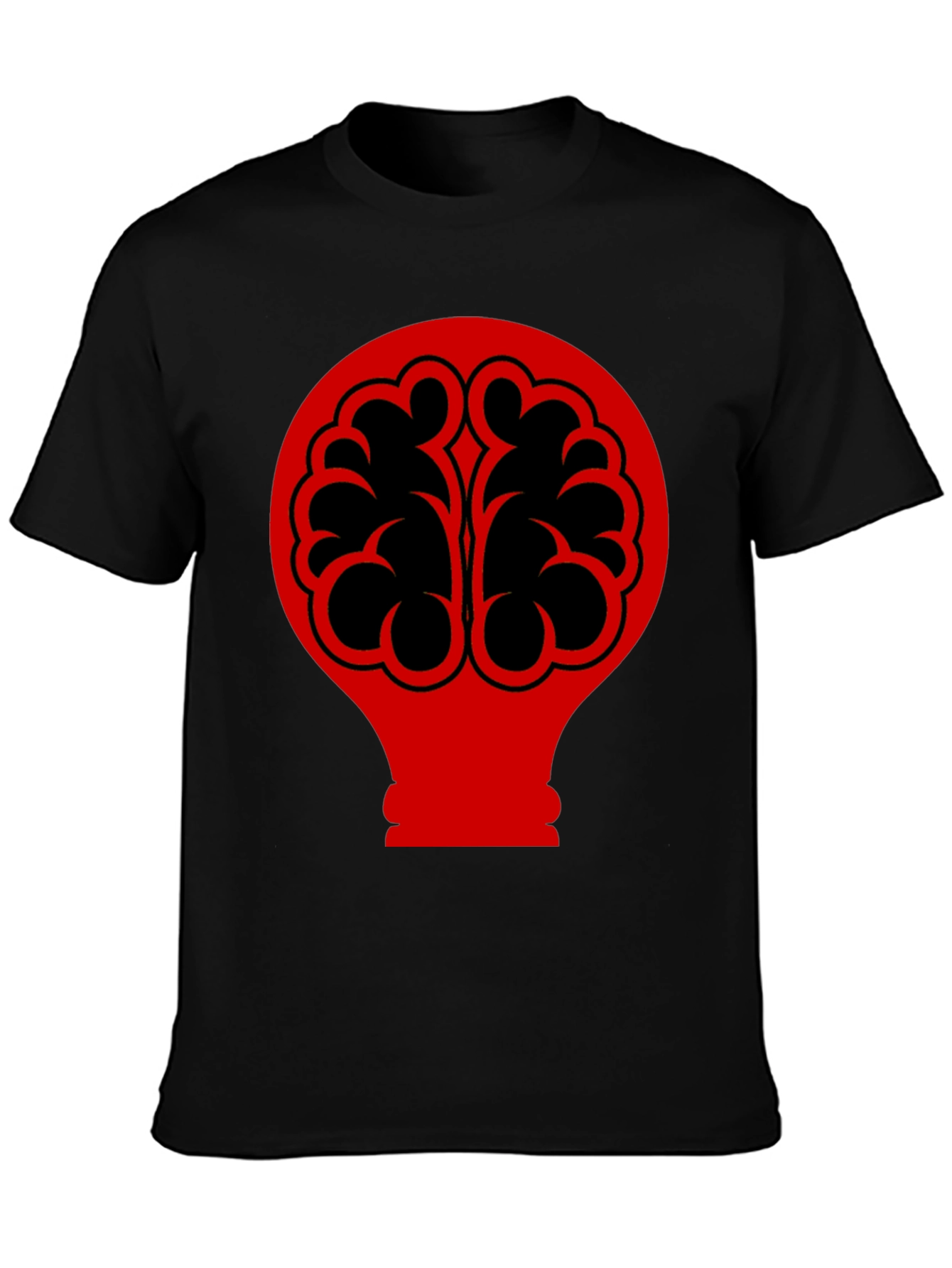 Brain Bulb Graphic Tee - Black Cotton T-Shirt