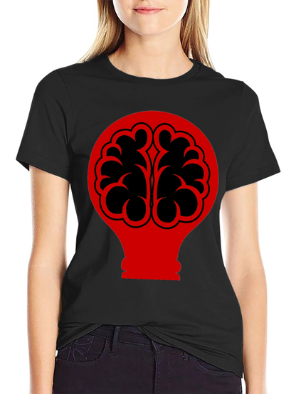 Brain Bulb Graphic Tee - Black Cotton T-Shirt
