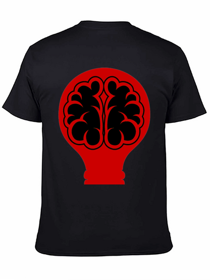 Brain Bulb Graphic Tee - Black Cotton T-Shirt