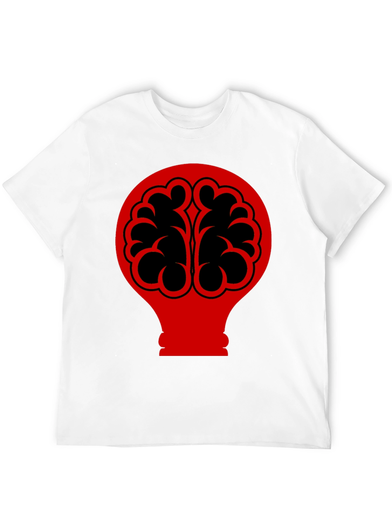 Brain Bulb Graphic Tee - Black Cotton T-Shirt