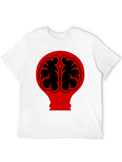 Brain Bulb Graphic Tee - Black Cotton T-Shirt