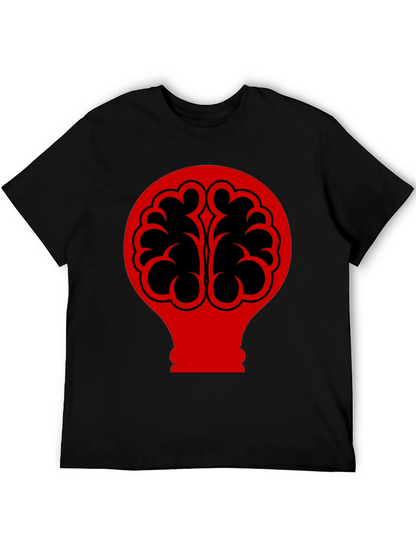 Brain Bulb Graphic Tee - Black Cotton T-Shirt