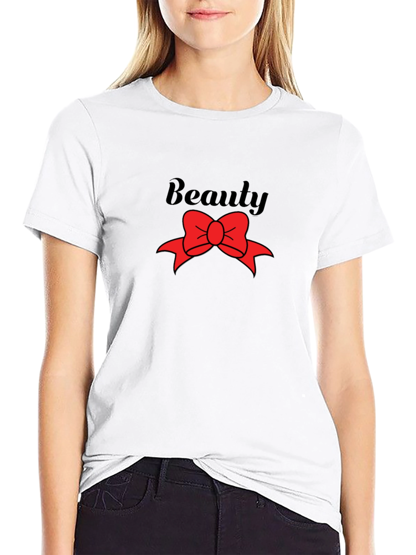 Beauty Red Bow Graphic T-Shirt