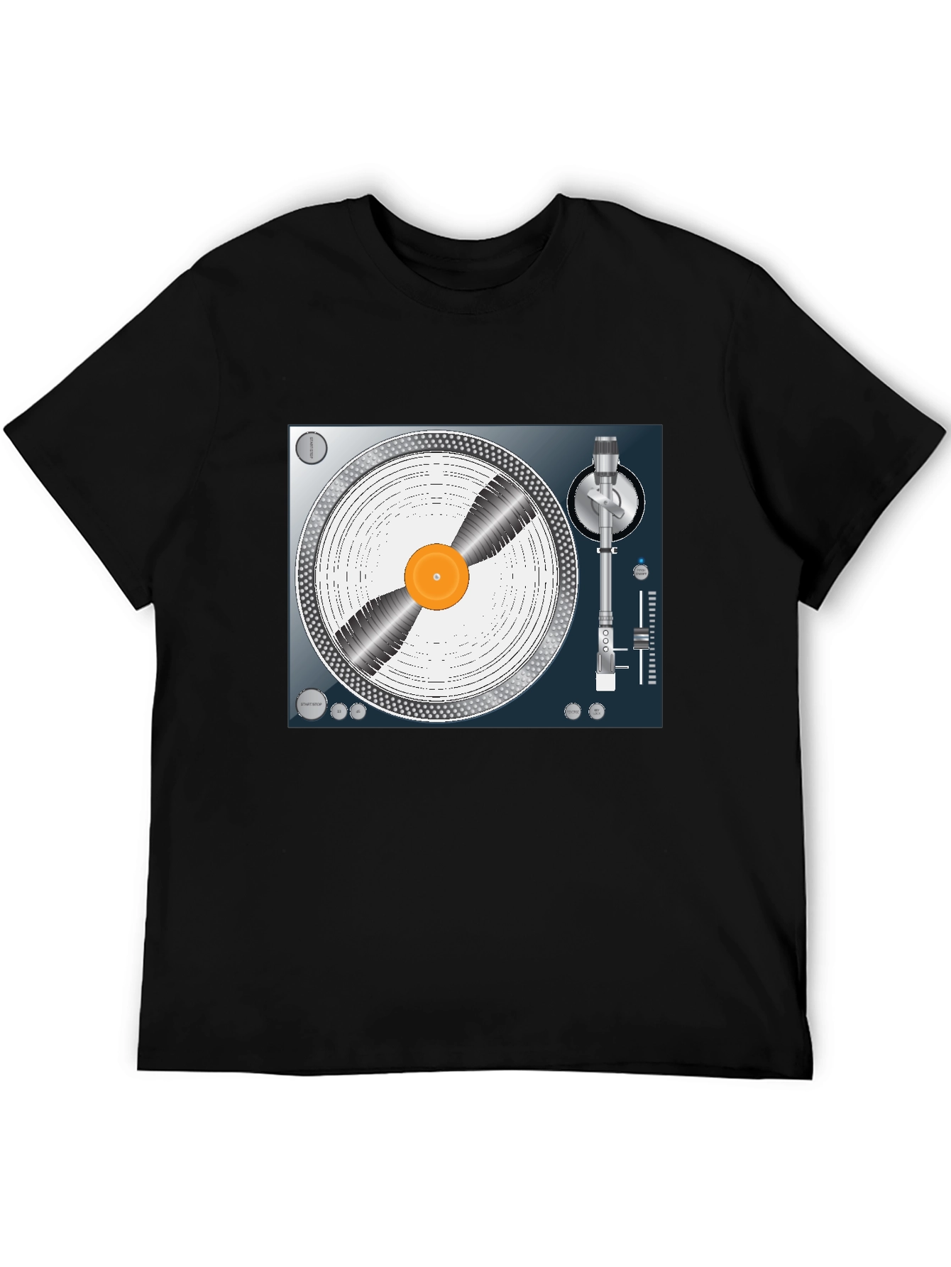 DJ Turntable Graphic Tee - Black Cotton T-Shirt
