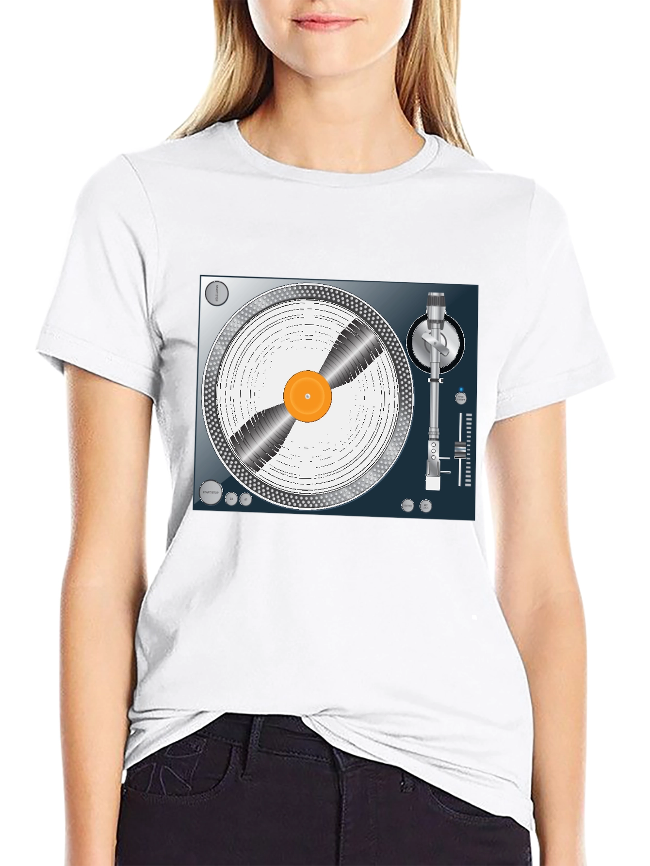 DJ Turntable Graphic Tee - Black Cotton T-Shirt