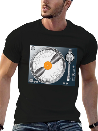 DJ Turntable Graphic Tee - Black Cotton T-Shirt