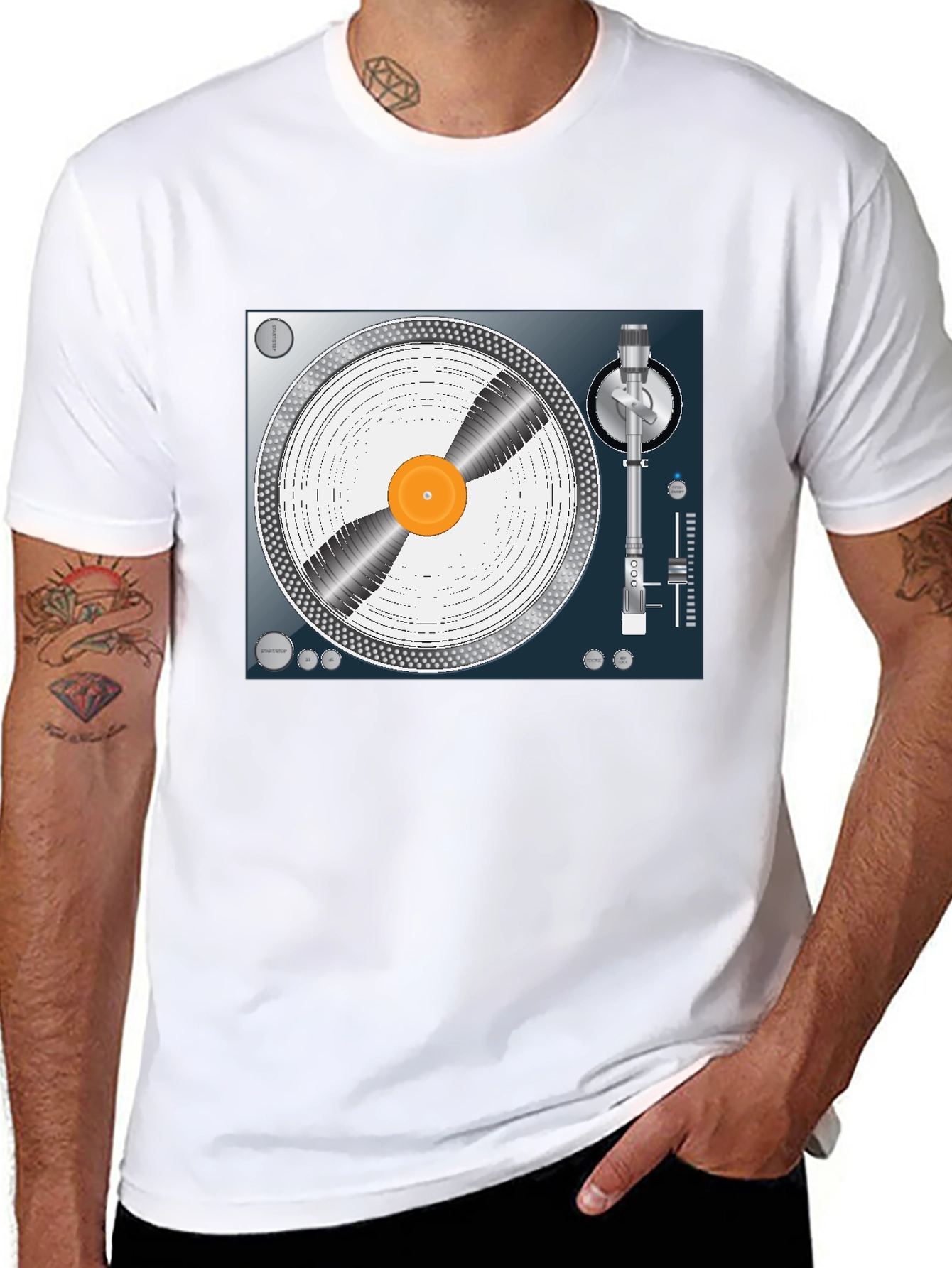 DJ Turntable Graphic Tee - Black Cotton T-Shirt