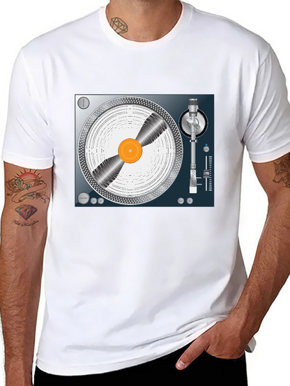 DJ Turntable Graphic Tee - Black Cotton T-Shirt