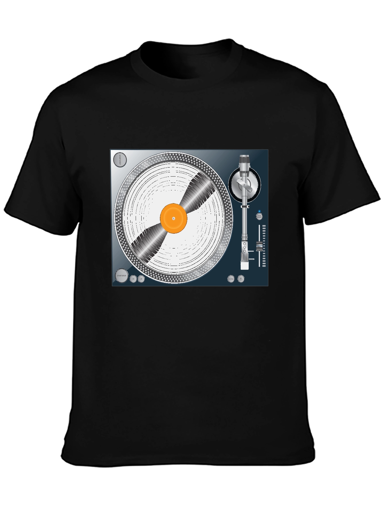 DJ Turntable Graphic Tee - Black Cotton T-Shirt