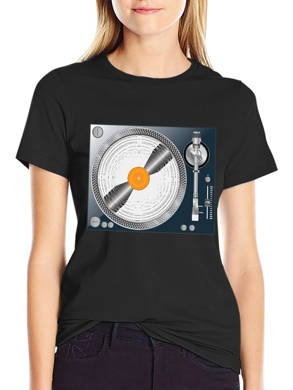 DJ Turntable Graphic Tee - Black Cotton T-Shirt