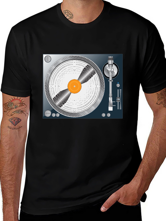 DJ Turntable Graphic Tee - Black Cotton T-Shirt