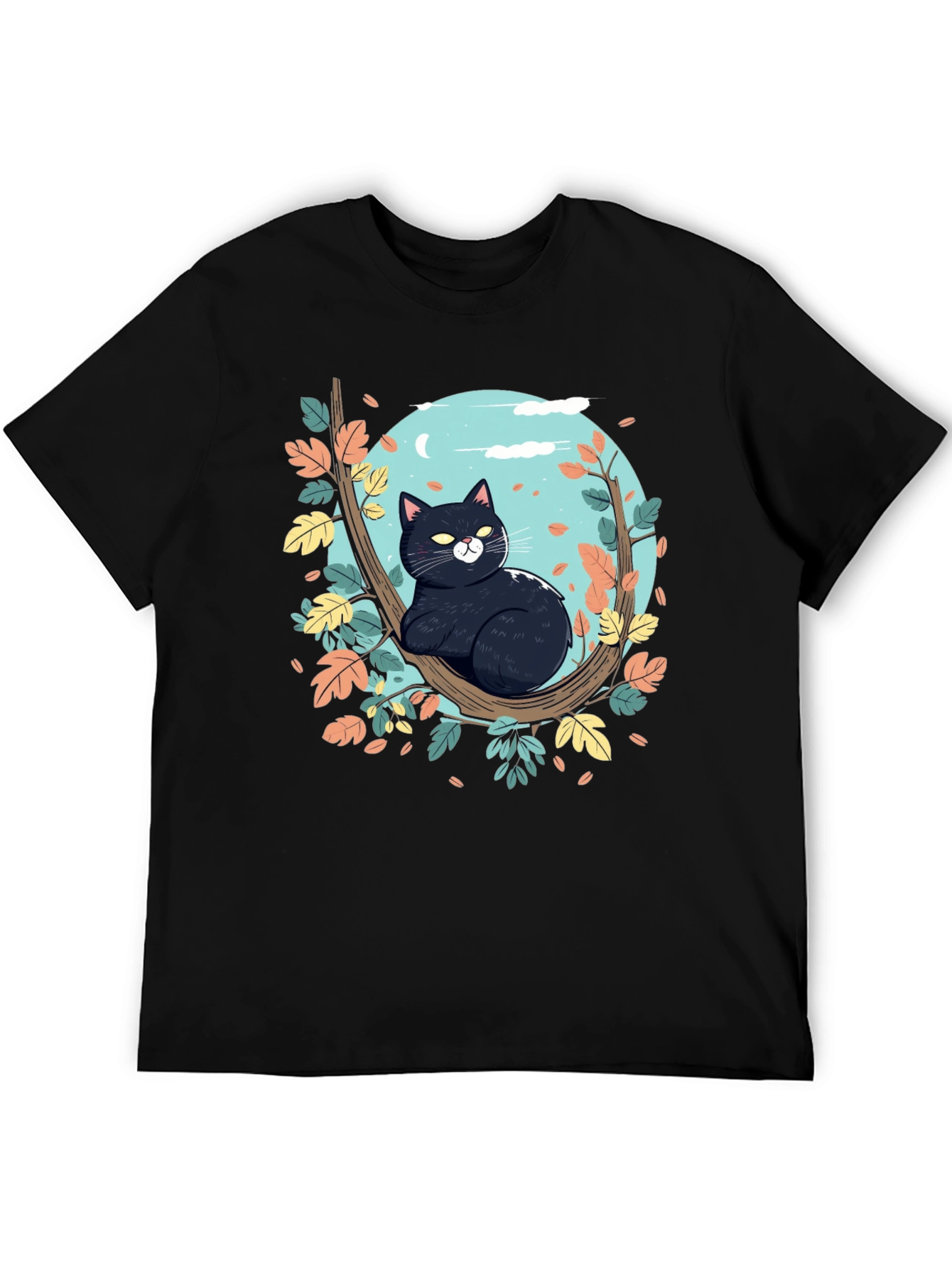 Black Cat Tree Branch T-Shirt
